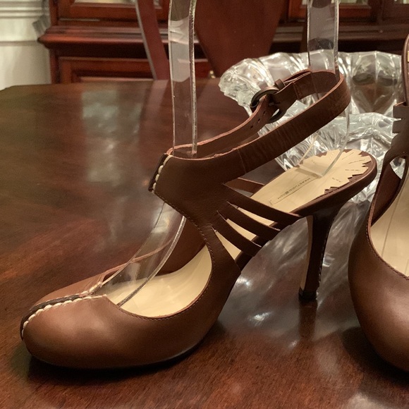 Max Studio Tyson Brown Fine Leather Ankle Strap Dress Shoes. Size 8.5M - Picture 3 of 13